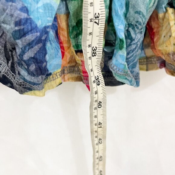 Shana Tie Up Poof Bubble Dress Multicolor Artsy Print Lagenlook Midi Size Medium - Picture 4 of 6